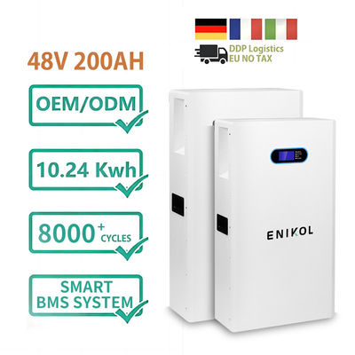 Batterie solaire Lifepo4 montée sur le mur 10kwh 48V 200ah intégrée au BMS