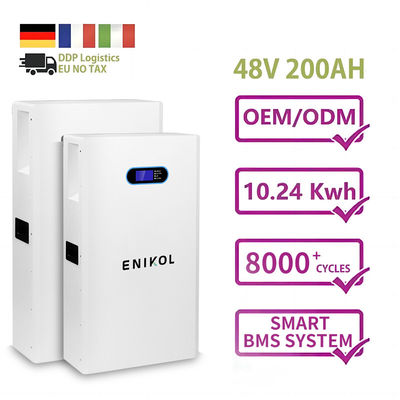 Paroi électrique 200AH 48V batterie solaire au lithium Lifepo4 pour les systèmes solaires hors réseau